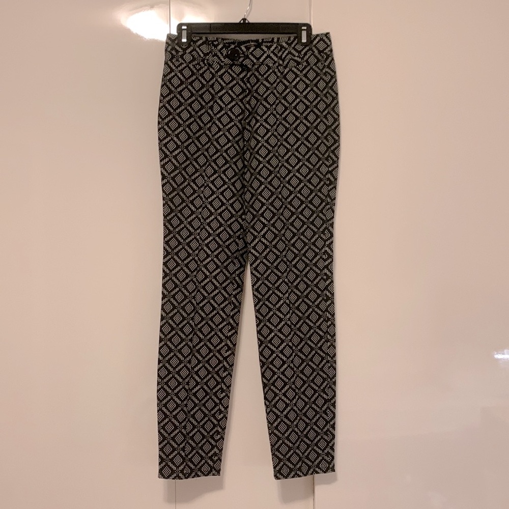 Nanette Lepore black and white diamond pattern dress pant 0 nwot